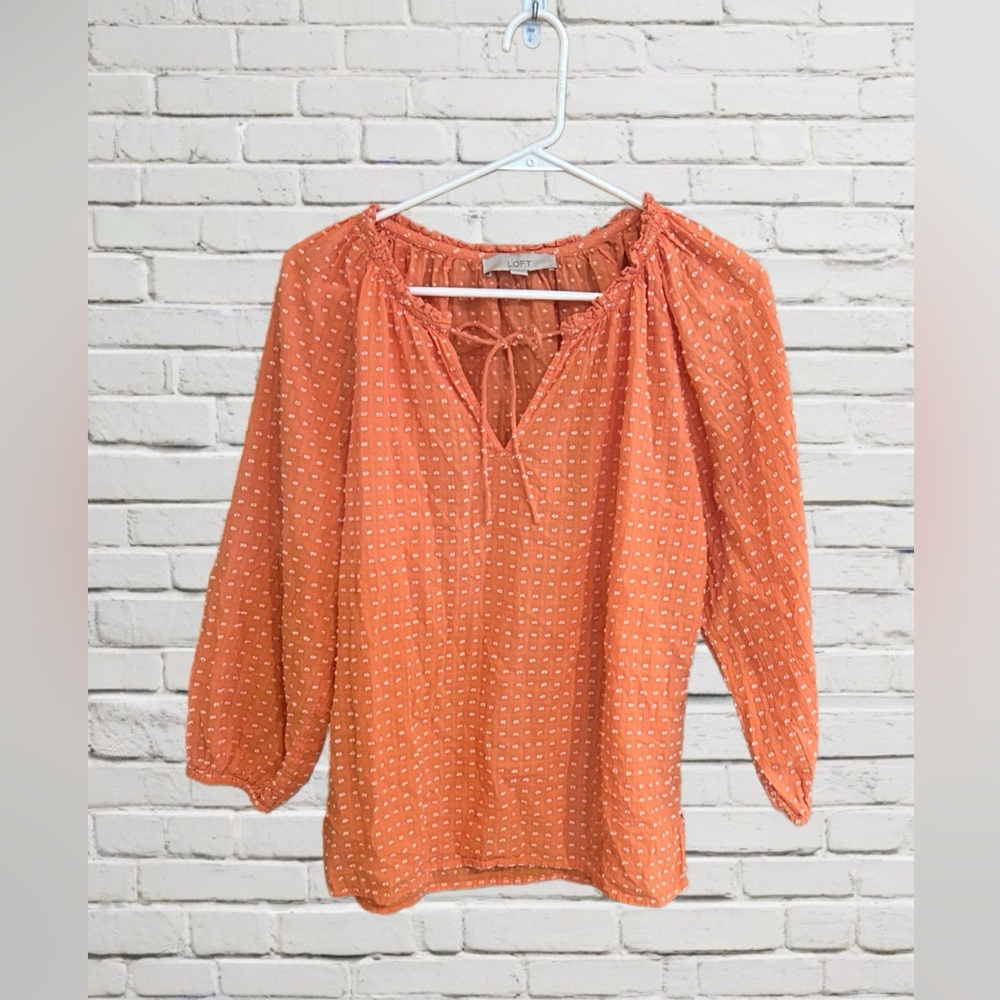 LOFT Coral Floral Blouse